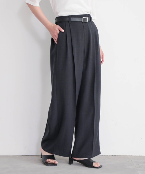 for/c（フォーシー）の「[低身長/高身長向けサイズ有]ストレートタックパンツ【サスティナブル】（スラックス・レディース・スミクロ/ベージュ/ネイビー/ダークブラウン/カーキ・PM/M/L/LL/TM）」の7枚目の写真