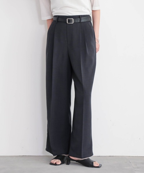 for/c（フォーシー）の「[低身長/高身長向けサイズ有]ストレートタックパンツ【サスティナブル】（スラックス・レディース・スミクロ/ベージュ/ネイビー/ダークブラウン/カーキ・PM/M/L/LL/TM）」の8枚目の写真
