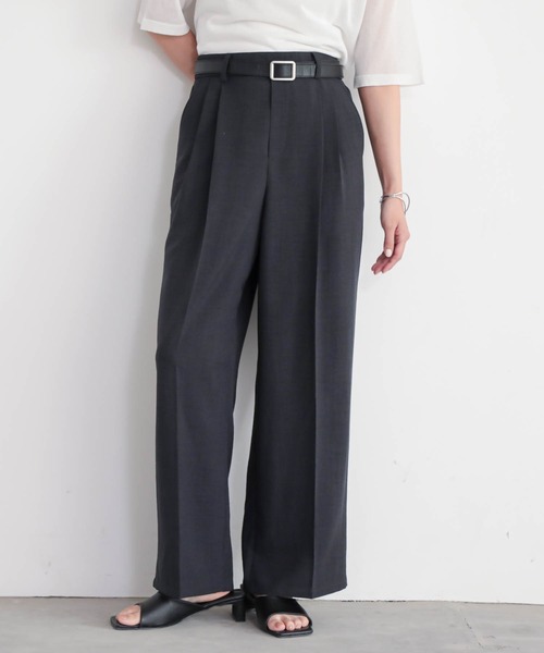 for/c（フォーシー）の「[低身長/高身長向けサイズ有]ストレートタックパンツ【サスティナブル】（スラックス・レディース・スミクロ/ベージュ/ネイビー/ダークブラウン/カーキ・PM/M/L/LL/TM）」の9枚目の写真