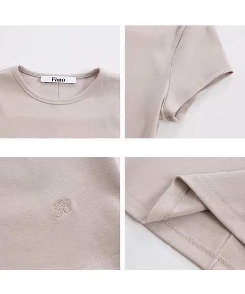 Fano Studios（ファノ ストゥディオズ）の「ラウンドネック クロップド丈 半袖Tシャツ FX26S155【Fano Studios】【2026SS】（Tシャツ/カットソー・レディース・ベージュ/ダークグレー・M/L/S）」の22枚目の写真