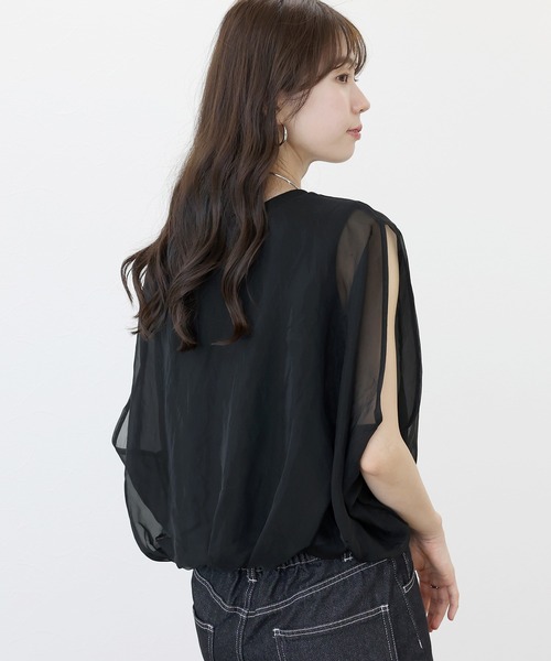 Aletta vita(アレッタビータ)の「オーガンジーレイヤードバルーンプルオーバー(Tシャツ/カットソー・レディース・ブラック/モカ/グレー・M)」の17枚目の写真