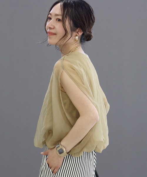 Aletta vita(アレッタビータ)の「オーガンジーレイヤードバルーンプルオーバー(Tシャツ/カットソー・レディース・ブラック/モカ/グレー・M)」の8枚目の写真