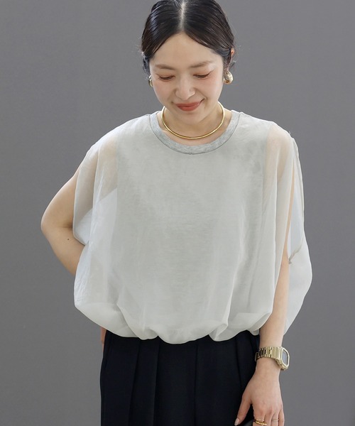 Aletta vita(アレッタビータ)の「オーガンジーレイヤードバルーンプルオーバー(Tシャツ/カットソー・レディース・ブラック/モカ/グレー・M)」の19枚目の写真