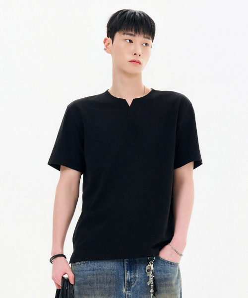 CHASECULT(チェイスカルト)の「男性ネック変形半袖Tシャツ-FBZK5807C03(Tシャツ/カットソー・メンズ・ブラック・115/100/105/110/95)」の3枚目の写真