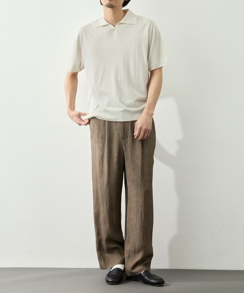 FUJI(フジ)の「【FUJI/フジ】SILK CASHMERE S/S SKIPPER POLO(ポロシャツ・メンズ・オフホワイト/ブラウン・5/6)」の3枚目の写真