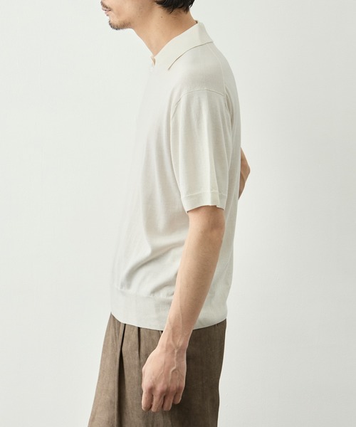 FUJI(フジ)の「【FUJI/フジ】SILK CASHMERE S/S SKIPPER POLO(ポロシャツ・メンズ・オフホワイト/ブラウン・5/6)」の5枚目の写真