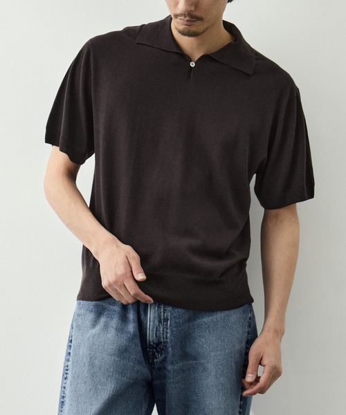 FUJI(フジ)の「【FUJI/フジ】SILK CASHMERE S/S SKIPPER POLO(ポロシャツ・メンズ・オフホワイト/ブラウン・5/6)」の12枚目の写真