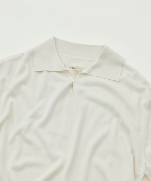 FUJI(フジ)の「【FUJI/フジ】SILK CASHMERE S/S SKIPPER POLO(ポロシャツ・メンズ・オフホワイト/ブラウン・5/6)」の8枚目の写真