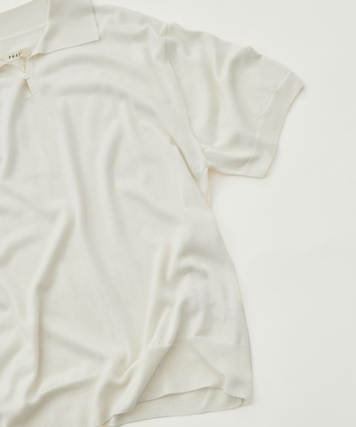FUJI(フジ)の「【FUJI/フジ】SILK CASHMERE S/S SKIPPER POLO(ポロシャツ・メンズ・オフホワイト/ブラウン・5/6)」の9枚目の写真