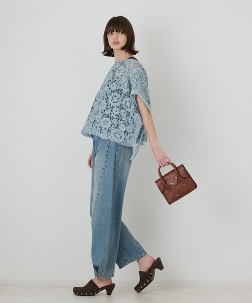 GRACE CONTINENTAL(グレースコンチネンタル)の「メッシュエンブロイダリーポンチョトップ(その他トップス・レディース・キナリ/サックスブルー・36)」の14枚目の写真