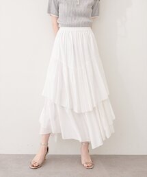 アシメヘム微光沢スカート