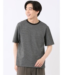 TAKA-Q | ストレッチ ブリスター 杢ジャガード 綿混 クルーネック 半袖 Tシャツ メンズ(Tシャツ/カットソー)