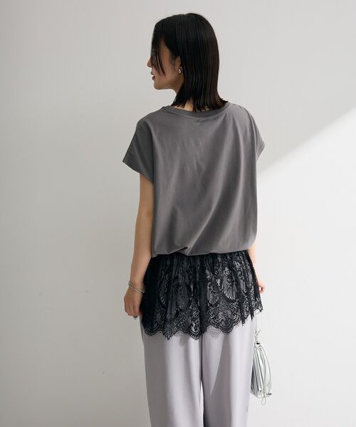 Green　Parks（グリーンパークス）の「レースドッキングフレンチプルオーバー（Tシャツ/カットソー・レディース・グレー/ホワイト/ブラック・FREE）」の10枚目の写真