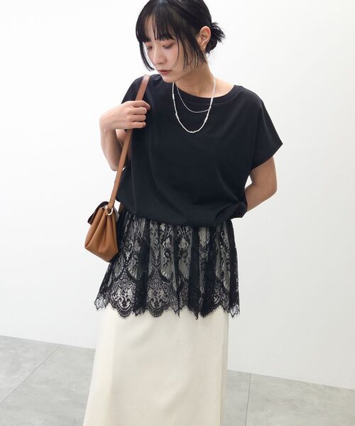 Green　Parks（グリーンパークス）の「レースドッキングフレンチプルオーバー（Tシャツ/カットソー・レディース・グレー/ホワイト/ブラック・FREE）」の17枚目の写真