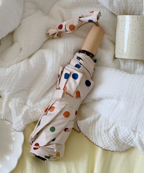 Made in I（メイドインアイ）の「Retro colorful dot folding umbrella（折りたたみ傘・レディース・レインボー・FREE）」の2枚目の写真