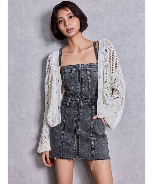 GYDA（ジェイダ）の「2WAYメッシュブリーチニットトップス（ニット/セーター・レディース・ブラック/オフホワイト/ネイビー・FREE）」の9枚目の写真