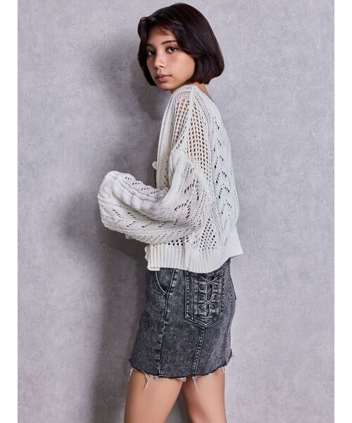 GYDA（ジェイダ）の「2WAYメッシュブリーチニットトップス（ニット/セーター・レディース・ブラック/オフホワイト/ネイビー・FREE）」の8枚目の写真