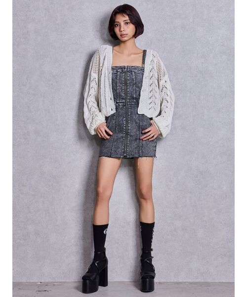 GYDA（ジェイダ）の「2WAYメッシュブリーチニットトップス（ニット/セーター・レディース・ブラック/オフホワイト/ネイビー・FREE）」の5枚目の写真