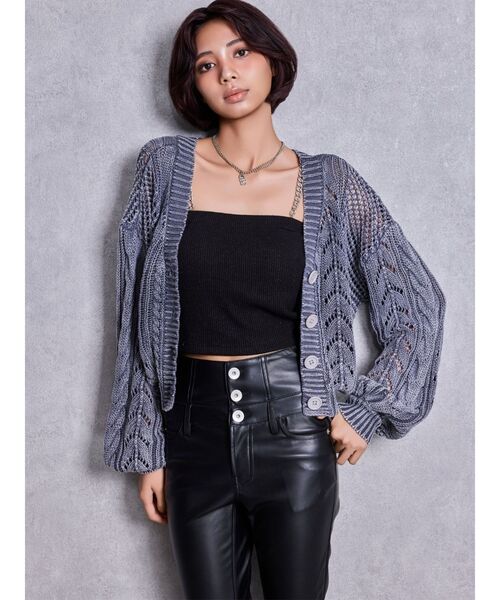GYDA（ジェイダ）の「2WAYメッシュブリーチニットトップス（ニット/セーター・レディース・ブラック/オフホワイト/ネイビー・FREE）」の21枚目の写真
