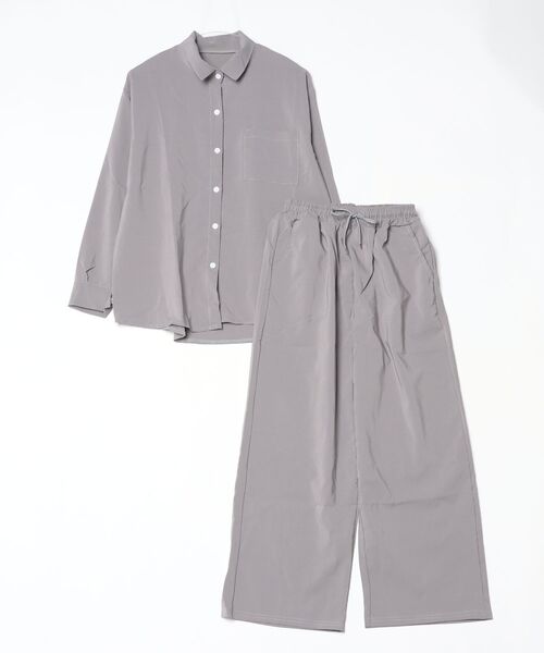 gossip!ロサンゼルス(ゴシップロサンゼルス)の「YUGA ドロップショルダーシャツとロングパンツの上下セットアップ(その他パンツ・レディース・ブラック/ネイビー/ホワイト/グレー/カーキ・FREE)」の17枚目の写真
