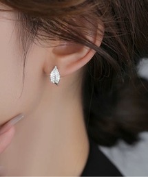 キュービックジルコニア 葉っぱモチーフピアス 3 カラー
