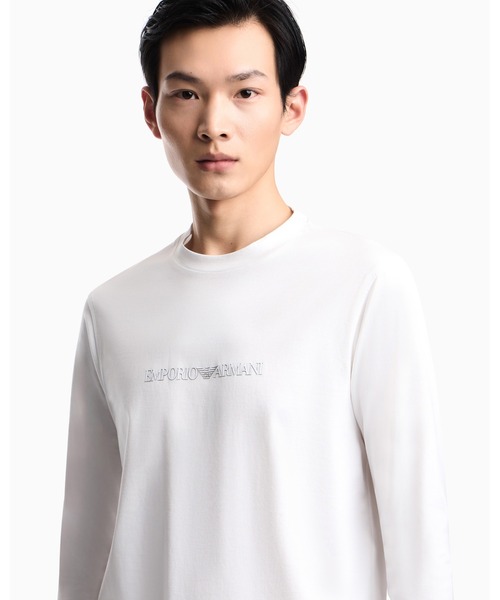 EMPORIO ARMANI(エンポリオアルマーニ)の「<ZOZO限定>【エンポリオ アルマーニ】スリムフィットトップス ピマジャージー プリントロゴ(Tシャツ/カットソー・メンズ・ブラック/ホワイト・XX-LARGE/X-SMALL/X-LARGE/SMALL/MEDIUM/LARGE)」の1枚目の写真