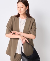 【セットアップで着られる】接触冷感・吸汗速乾 ブリーズノーカラー半袖JK