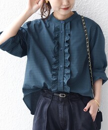 洗濯機可能〉ライトオンス フリル デニム シャツ（シャツ/ブラウス