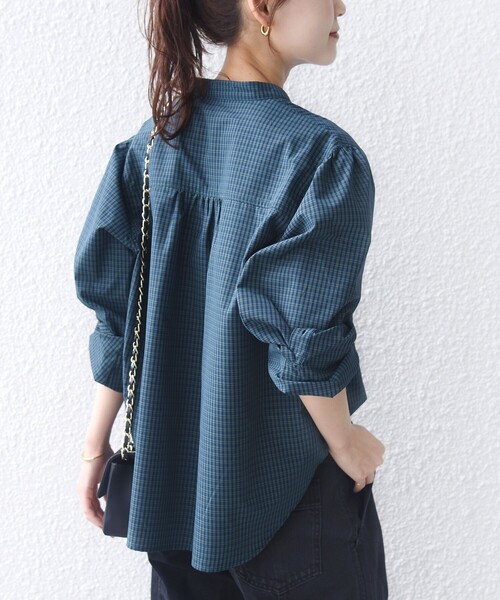 SHIPS（シップス）の「【WEB限定】〈手洗い可能〉チェック フリル ロングスリーブ シャツ（グリーン）（シャツ/ブラウス・レディース・グリーン・ONE SIZE）」の6枚目の写真