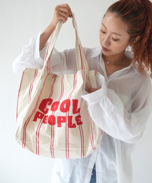 Port(ポート)の「【 New market 】ストライプ キャンバス トートバッグ(トートバッグ・レディース・ブラック/レッド・FREE)」の2枚目の写真