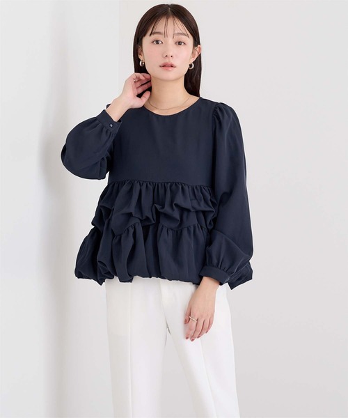 UR'S（ユアーズ）の「バルーンイレヘムトップス（Tシャツ/カットソー・レディース・ネイビー/ブラック/ホワイト・S/M/L）」の17枚目の写真
