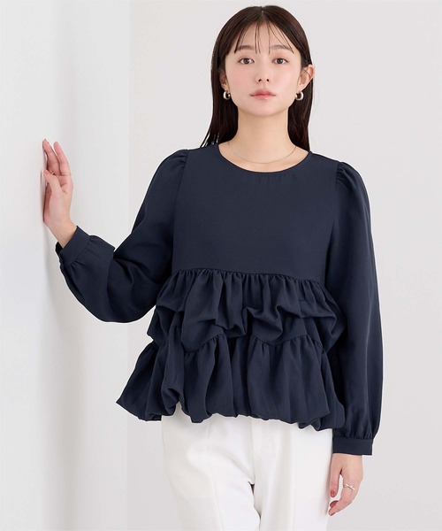 UR'S（ユアーズ）の「バルーンイレヘムトップス（Tシャツ/カットソー・レディース・ネイビー/ブラック/ホワイト・S/M/L）」の21枚目の写真