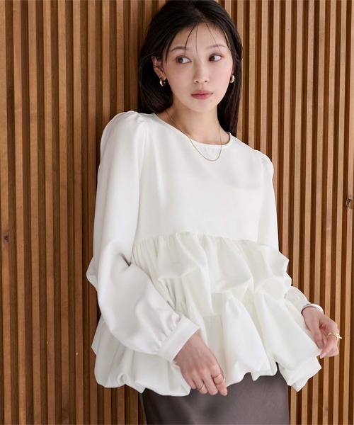UR'S（ユアーズ）の「バルーンイレヘムトップス（Tシャツ/カットソー・レディース・ネイビー/ブラック/ホワイト・S/M/L）」の9枚目の写真