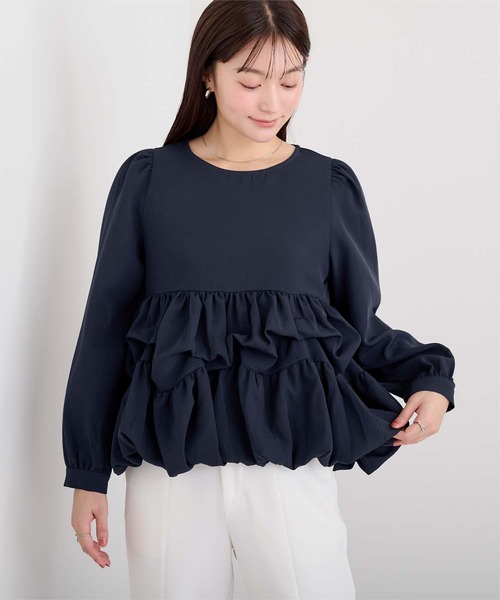 UR'S（ユアーズ）の「バルーンイレヘムトップス（Tシャツ/カットソー・レディース・ネイビー/ブラック/ホワイト・S/M/L）」の22枚目の写真