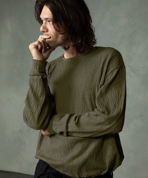 EGO TRIPPING(エゴトリッピング)の「mlt5775-GRAIN TEE ロングスリーブTシャツ(666751)(Tシャツ/カットソー・メンズ・グレー/ベージュ/ブラック・46/48)」の3枚目の写真