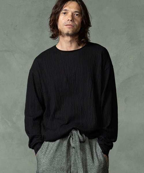 EGO TRIPPING(エゴトリッピング)の「mlt5775-GRAIN TEE ロングスリーブTシャツ(666751)(Tシャツ/カットソー・メンズ・グレー/ベージュ/ブラック・46/48)」の2枚目の写真