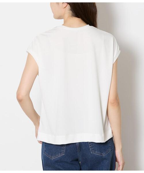 NEWYORKER（ニューヨーカー）の「前後2WAYレース切替えカットソー レディース イージーケア（Tシャツ/カットソー・レディース・サックスブルー/ブラック/ホワイト・LARGE/MEDIUM）」の5枚目の写真