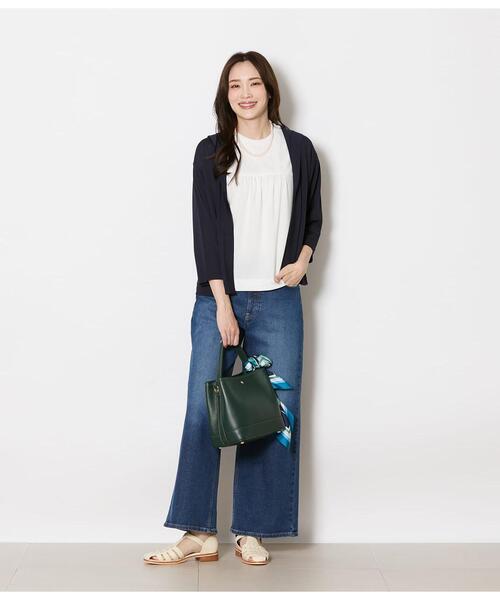 NEWYORKER（ニューヨーカー）の「前後2WAYレース切替えカットソー レディース イージーケア（Tシャツ/カットソー・レディース・サックスブルー/ブラック/ホワイト・LARGE/MEDIUM）」の8枚目の写真