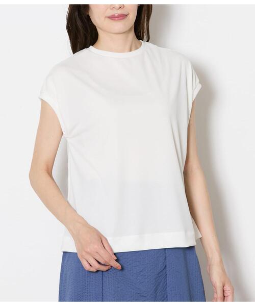 NEWYORKER（ニューヨーカー）の「前後2WAYレース切替えカットソー レディース イージーケア（Tシャツ/カットソー・レディース・サックスブルー/ブラック/ホワイト・LARGE/MEDIUM）」の9枚目の写真