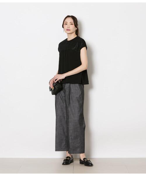 NEWYORKER（ニューヨーカー）の「前後2WAYレース切替えカットソー レディース イージーケア（Tシャツ/カットソー・レディース・サックスブルー/ブラック/ホワイト・LARGE/MEDIUM）」の14枚目の写真