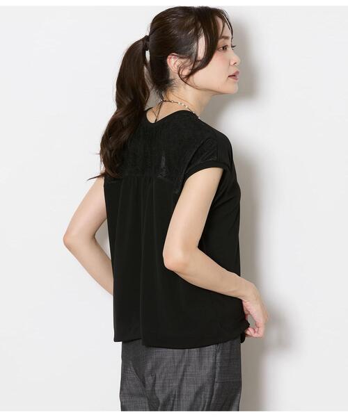 NEWYORKER（ニューヨーカー）の「前後2WAYレース切替えカットソー レディース イージーケア（Tシャツ/カットソー・レディース・サックスブルー/ブラック/ホワイト・LARGE/MEDIUM）」の15枚目の写真