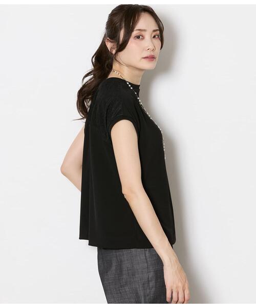 NEWYORKER（ニューヨーカー）の「前後2WAYレース切替えカットソー レディース イージーケア（Tシャツ/カットソー・レディース・サックスブルー/ブラック/ホワイト・LARGE/MEDIUM）」の16枚目の写真