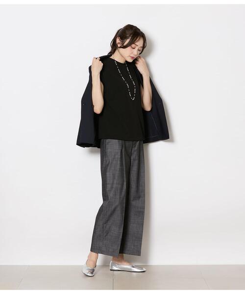 NEWYORKER（ニューヨーカー）の「前後2WAYレース切替えカットソー レディース イージーケア（Tシャツ/カットソー・レディース・サックスブルー/ブラック/ホワイト・LARGE/MEDIUM）」の17枚目の写真