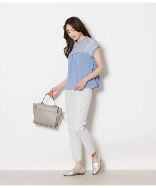 NEWYORKER（ニューヨーカー）の「前後2WAYレース切替えカットソー レディース イージーケア（Tシャツ/カットソー・レディース・サックスブルー/ブラック/ホワイト・LARGE/MEDIUM）」の20枚目の写真