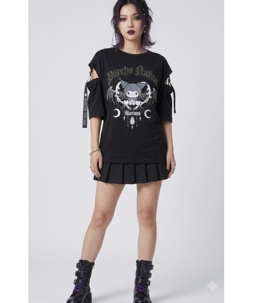 Sakka（サッカ）の「SANRIO クロミ × PSYCHO NATION コラボTEE（Tシャツ/カットソー・メンズ・ホワイト/ブラック・LARGE/MEDIUM）」の14枚目の写真