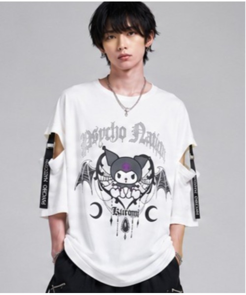 Sakka（サッカ）の「SANRIO クロミ × PSYCHO NATION コラボTEE（Tシャツ/カットソー・メンズ・ホワイト/ブラック・LARGE/MEDIUM）」の5枚目の写真