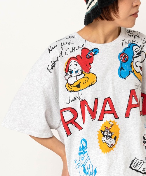 RNA(アールエヌエー)の「M2705 ジャンクキャラプリントTEE(Tシャツ/カットソー・レディース・アッシュグレー/ミント/ブラック・MEDIUM)」の2枚目の写真