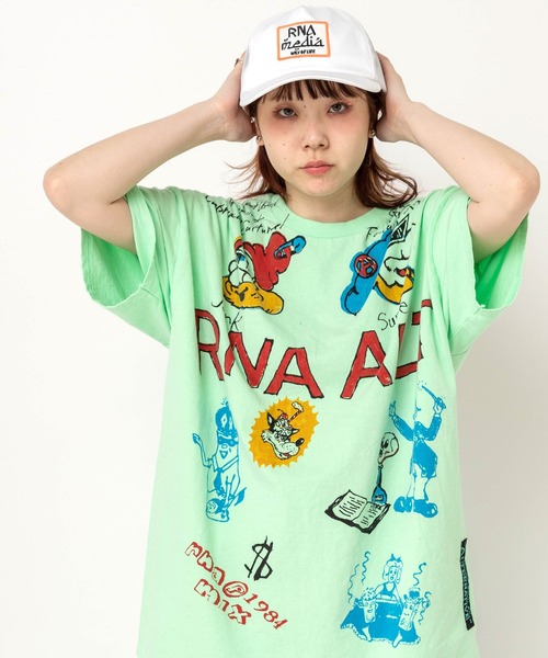 RNA(アールエヌエー)の「M2705 ジャンクキャラプリントTEE(Tシャツ/カットソー・レディース・アッシュグレー/ミント/ブラック・MEDIUM)」の3枚目の写真