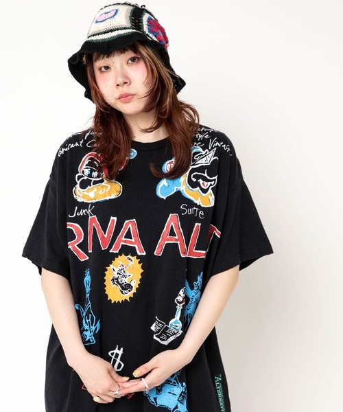 RNA(アールエヌエー)の「M2705 ジャンクキャラプリントTEE(Tシャツ/カットソー・レディース・アッシュグレー/ミント/ブラック・MEDIUM)」の1枚目の写真