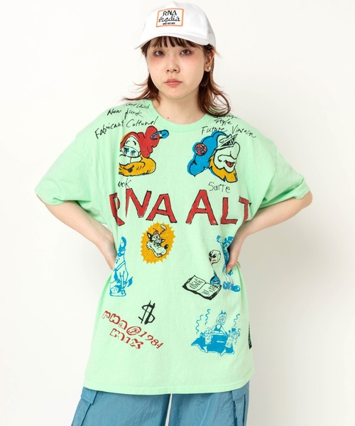 RNA(アールエヌエー)の「M2705 ジャンクキャラプリントTEE(Tシャツ/カットソー・レディース・アッシュグレー/ミント/ブラック・MEDIUM)」の9枚目の写真
